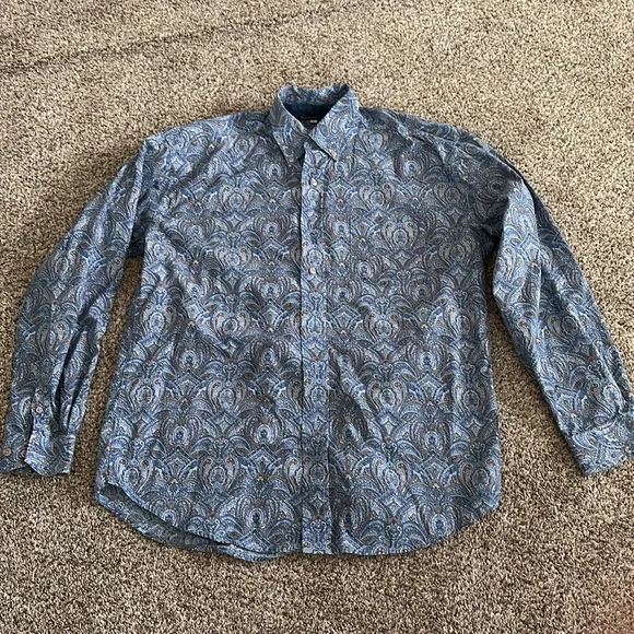 Stetson Blue Paisley Western Rodeo Shirt - Picture 2 of 4